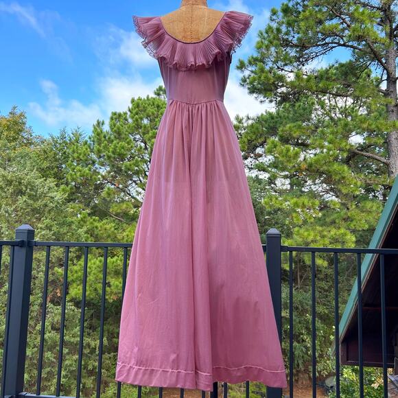 Vintage 40s/50s Vanity Fair Hand Dyed Micro Pleat Ruffled Ruched Maxi Slip Dress - Picture 8 of 9